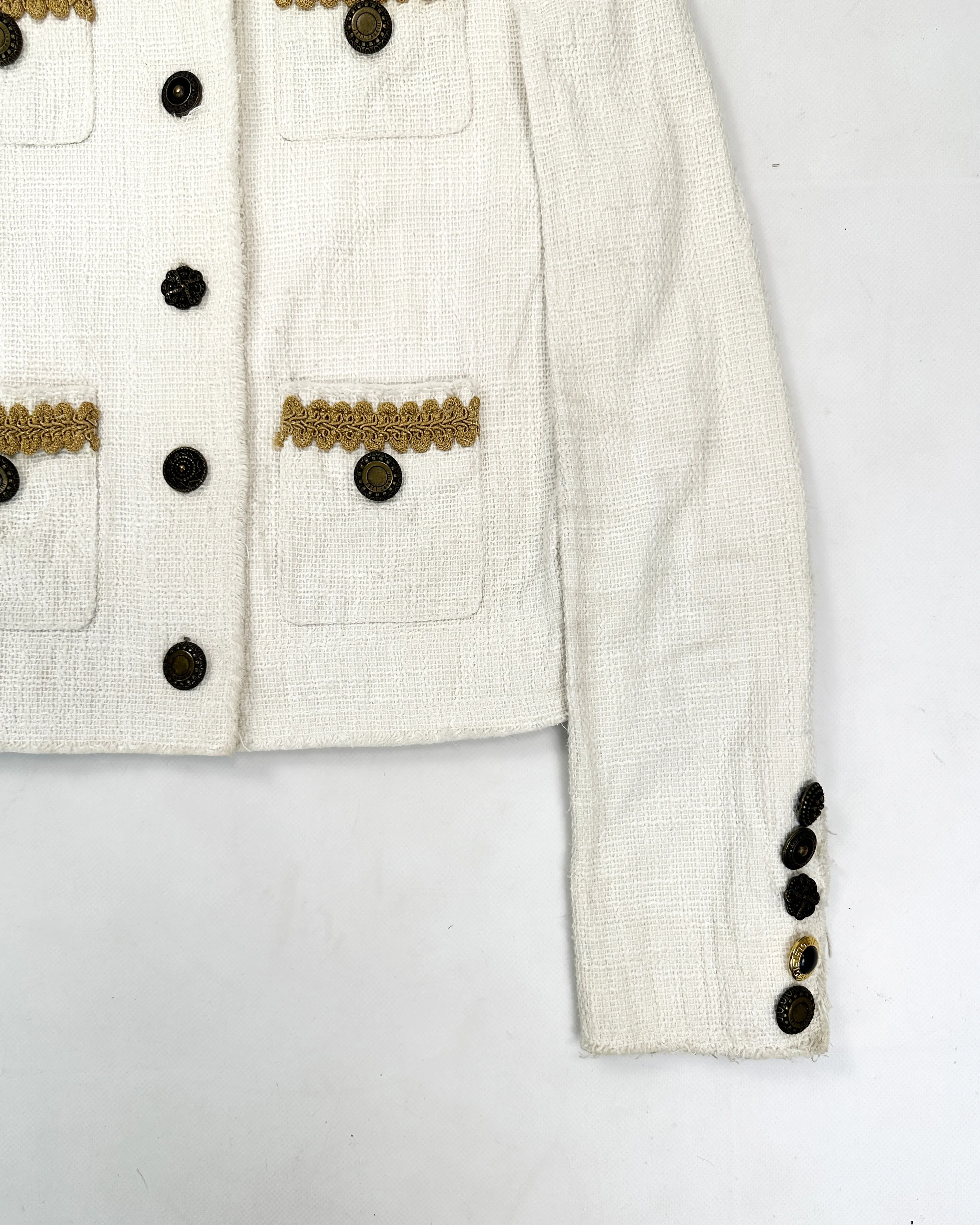 Roberto Cavalli Decorated White Cropped Jacket 2000's