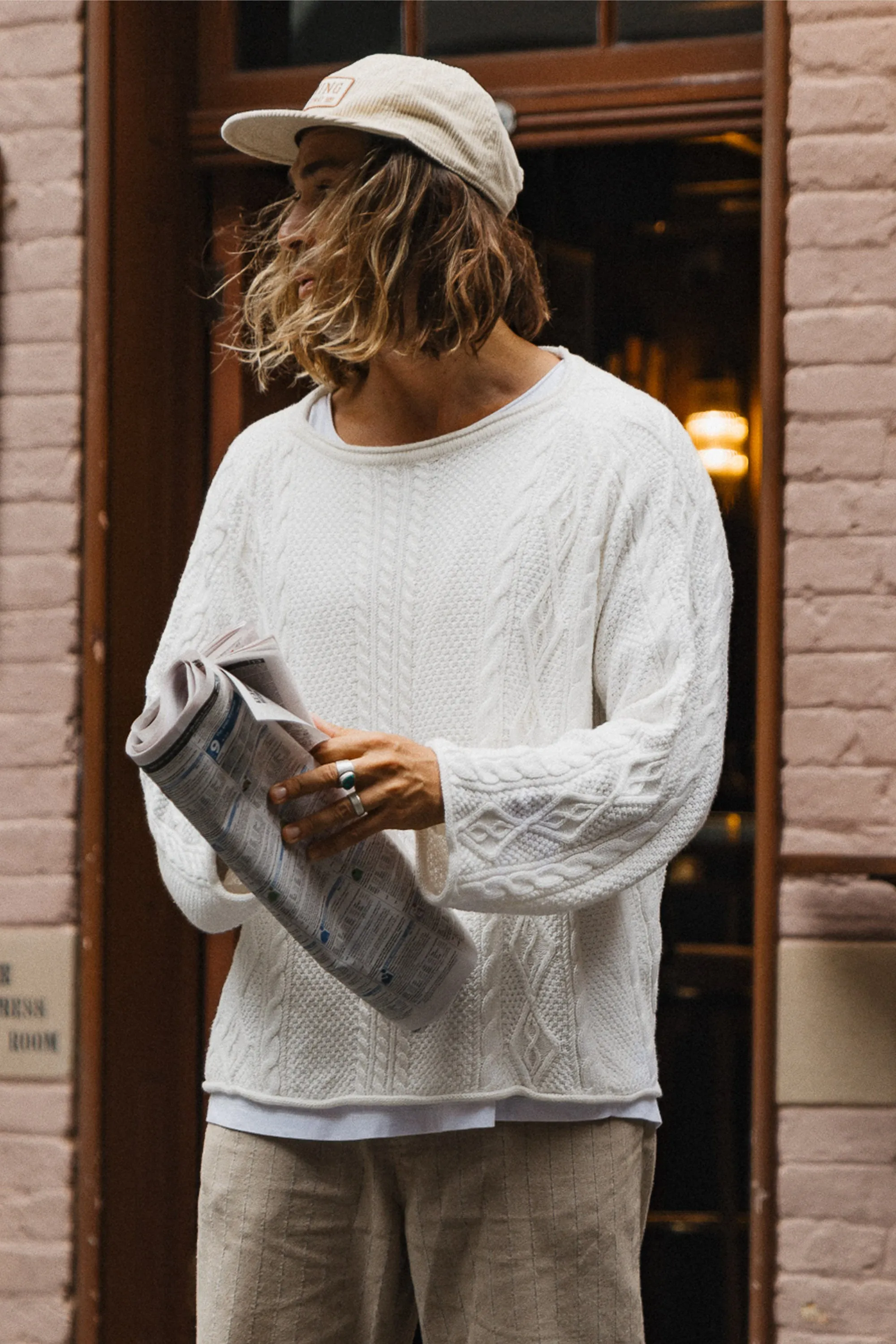 Rory Cable Knit Sweater - Antique White