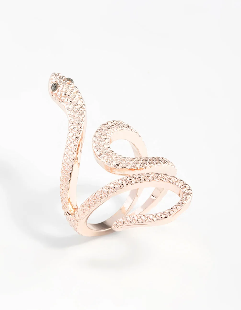 Rose Gold Etched Snake Swirl Ring