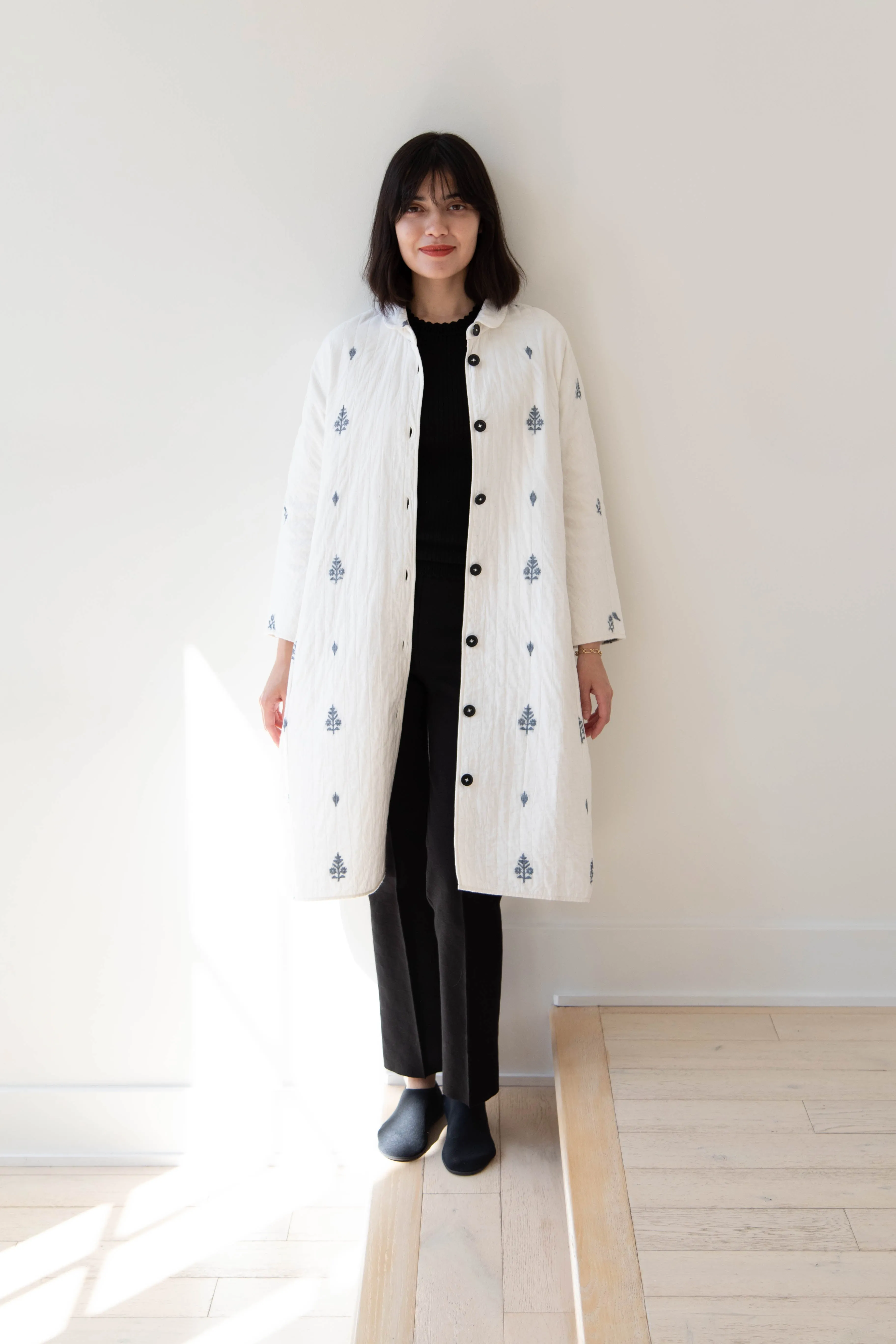 Rubia & Neel | Lauren Quilted Coat in Garden Jamdani