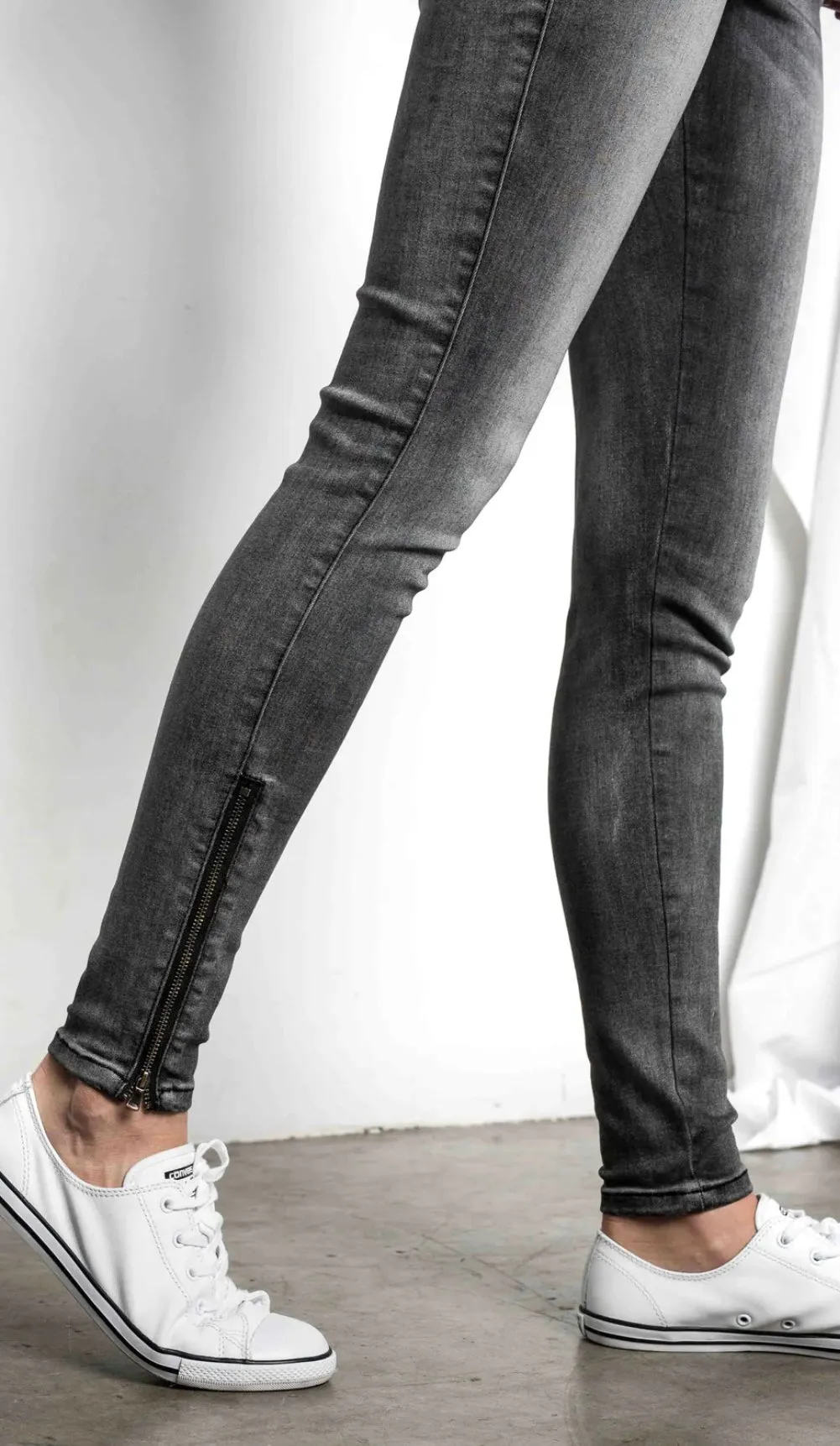 Saint Rose Stevie Zip Leg Jean - Charcoal