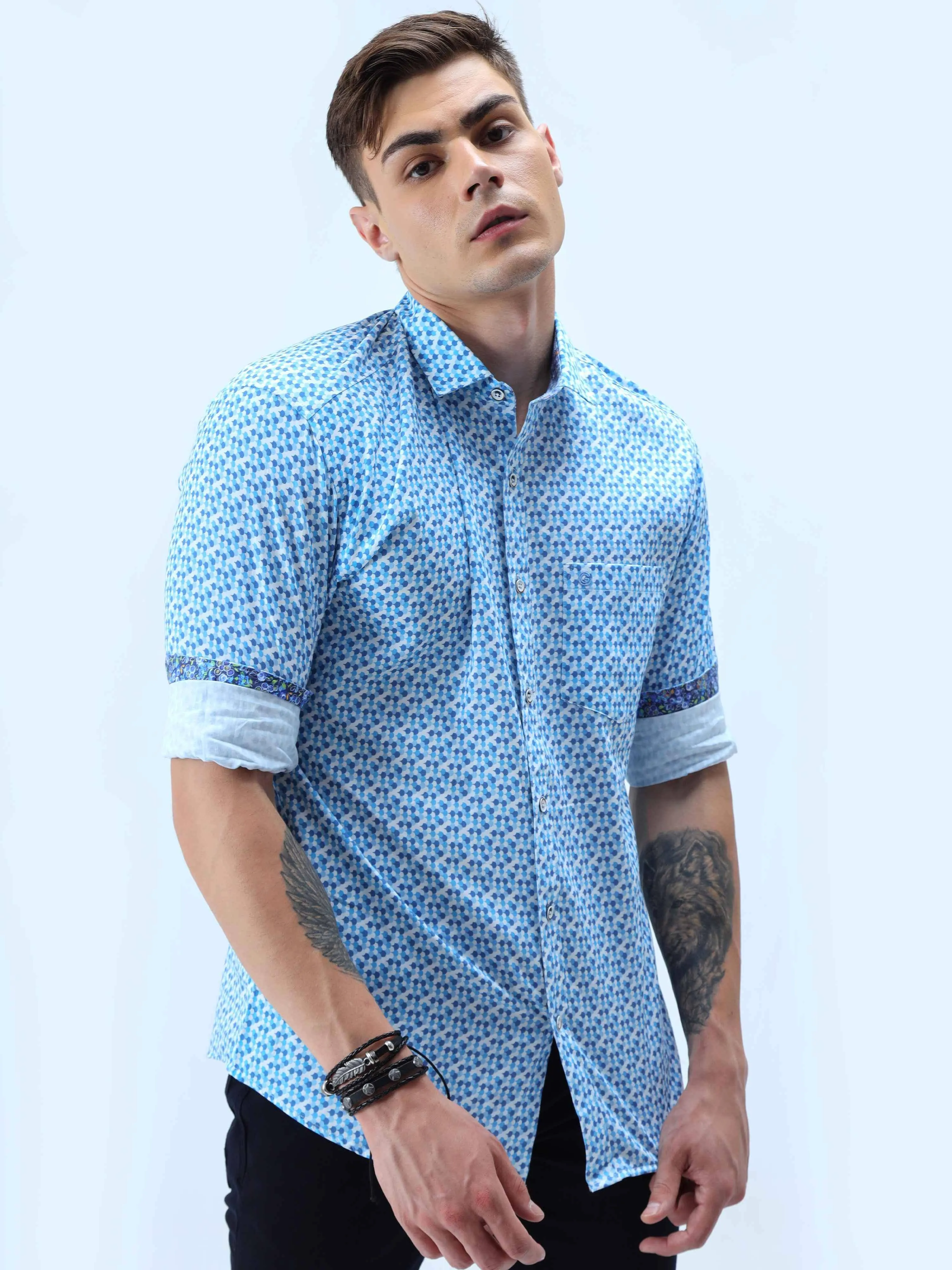 Shades of Blue Digital Printed Shirt