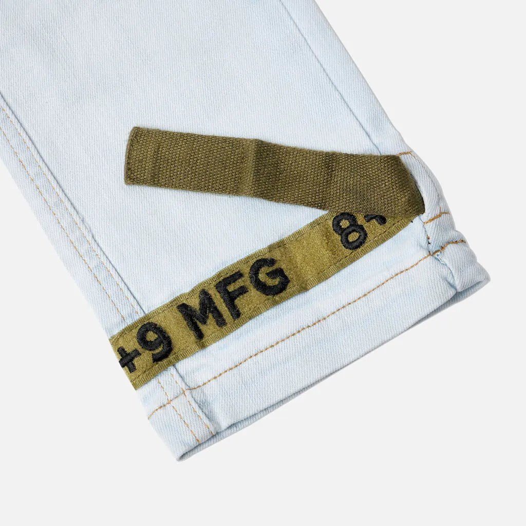 Strapped Up Slim Utility Light Washed Jeans Olive