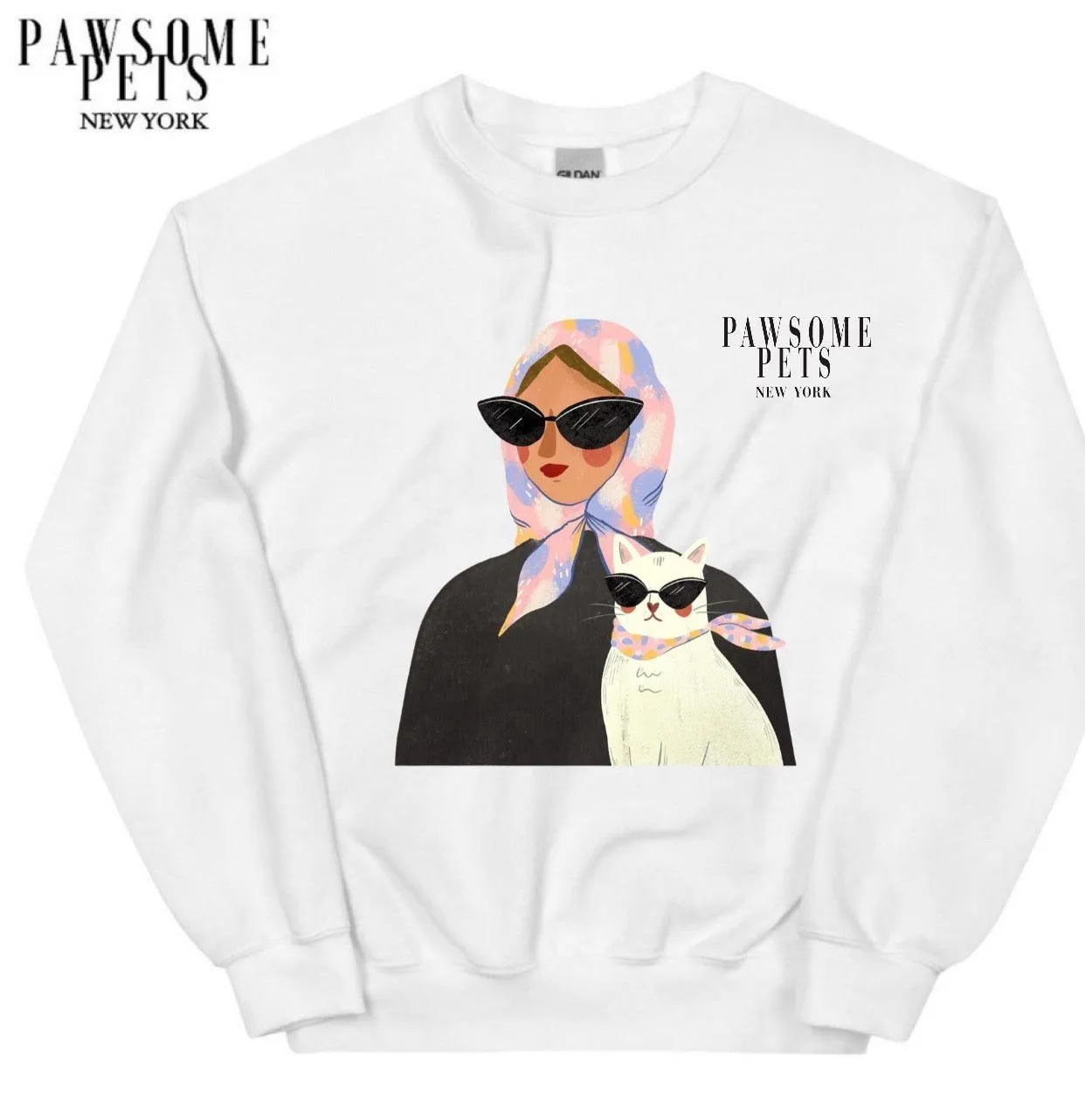 SWEATSHIRT - FASHION WITH CAT - LIGHT PINK