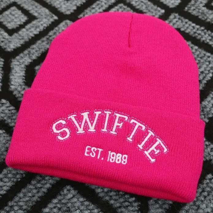 Swiftie Knit Beanie in Hot Pink