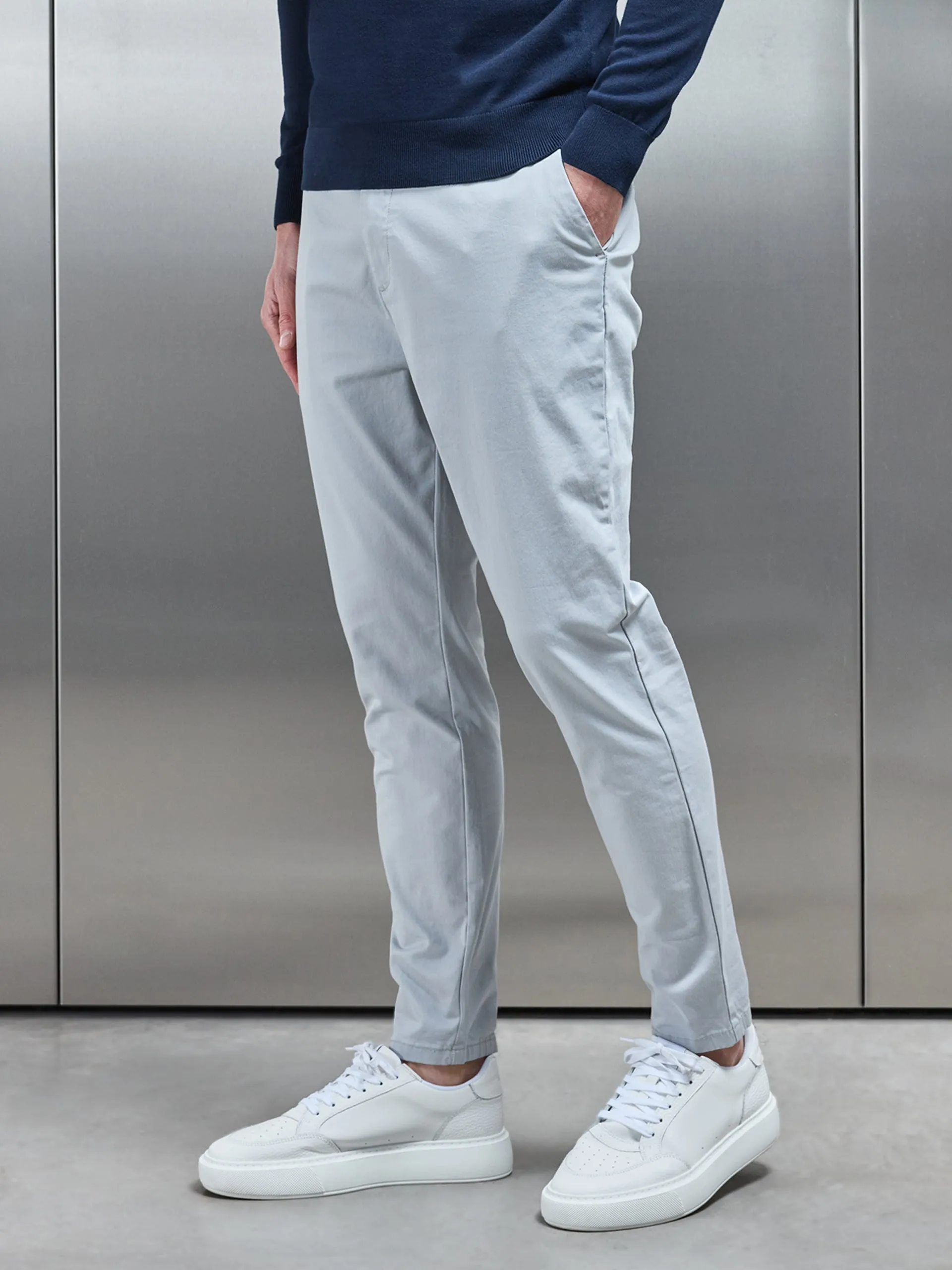 Tailored Chino Trouser in Mid Grey