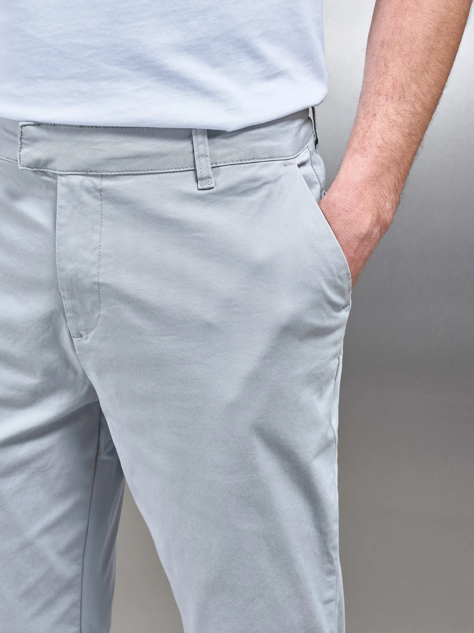 Tailored Chino Trouser in Mid Grey