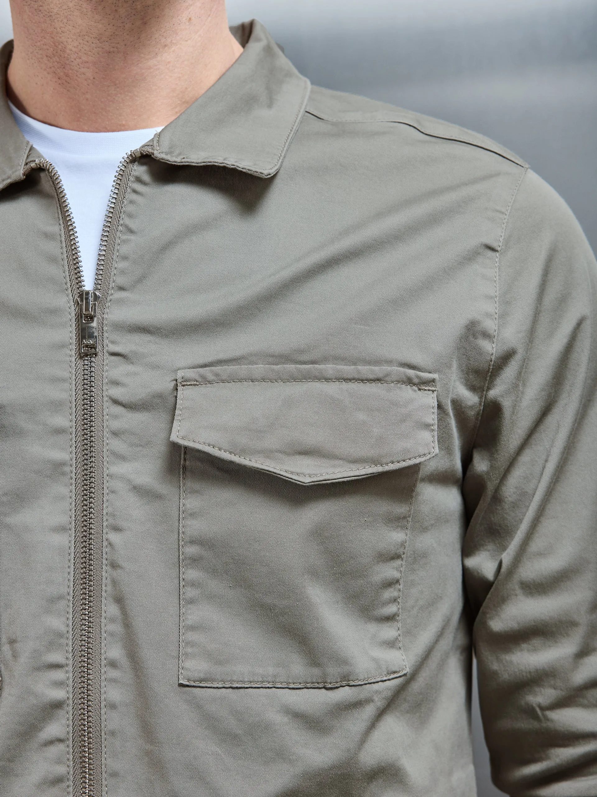 Tailored Cotton Cargo Jacket in Olive