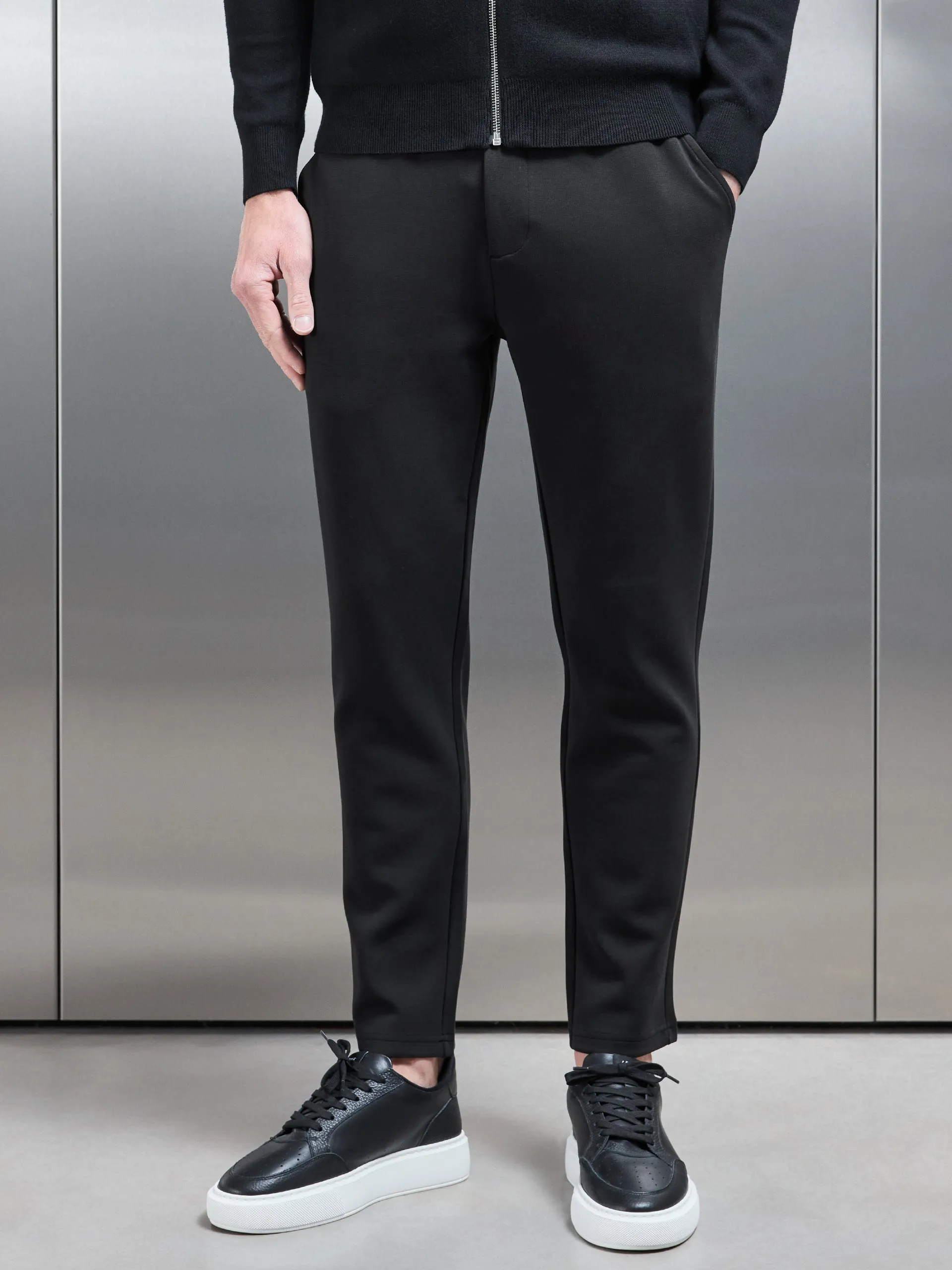 Tailored Interlock Chino Trouser in Black