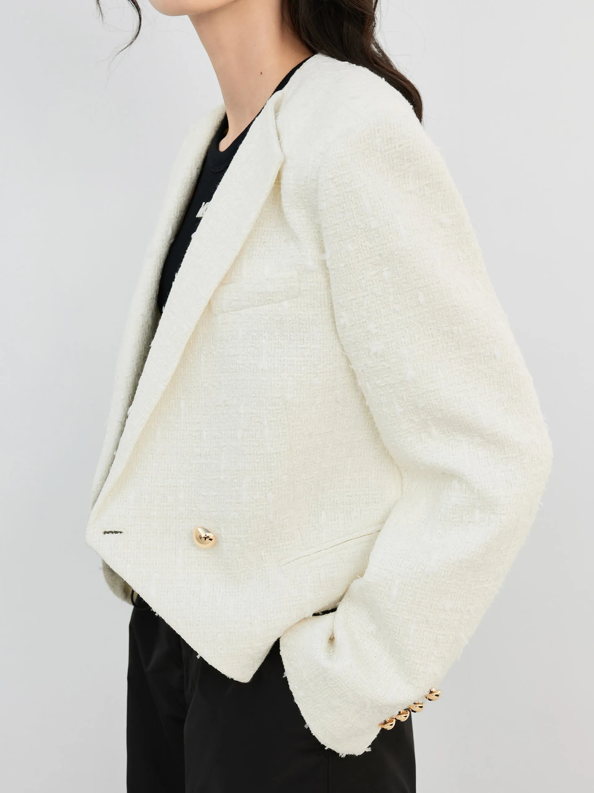 Textured Cropped Jacket