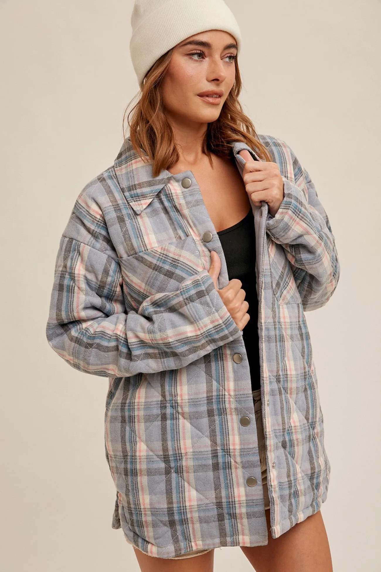 The Rancher Quilted Blue Plaid Snap Button Jacket