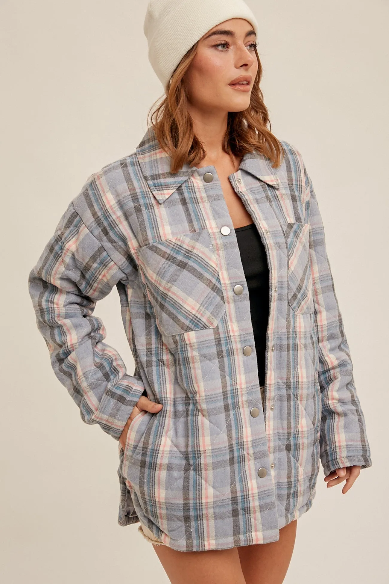 The Rancher Quilted Blue Plaid Snap Button Jacket