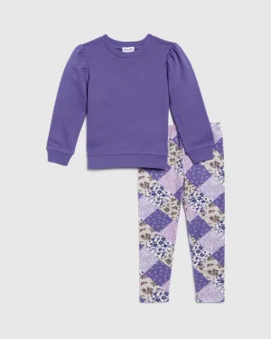 Toddler Girls Lavender Flowers Sweatshirt Set