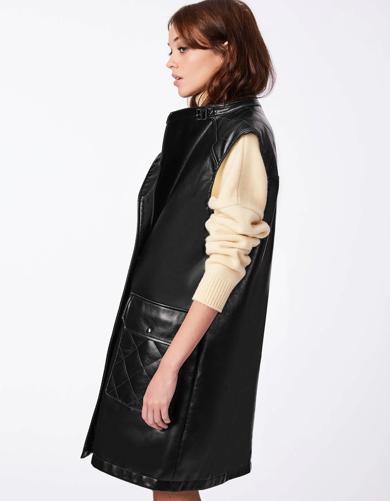 VEGAN LEATHER VEST COAT