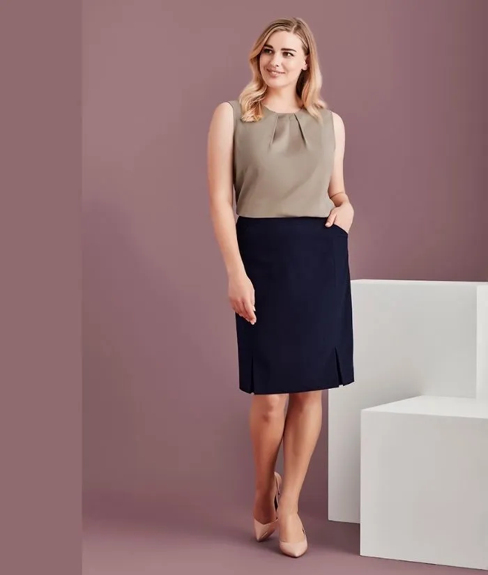 Womens Front Pleat Detail Straight Skirt