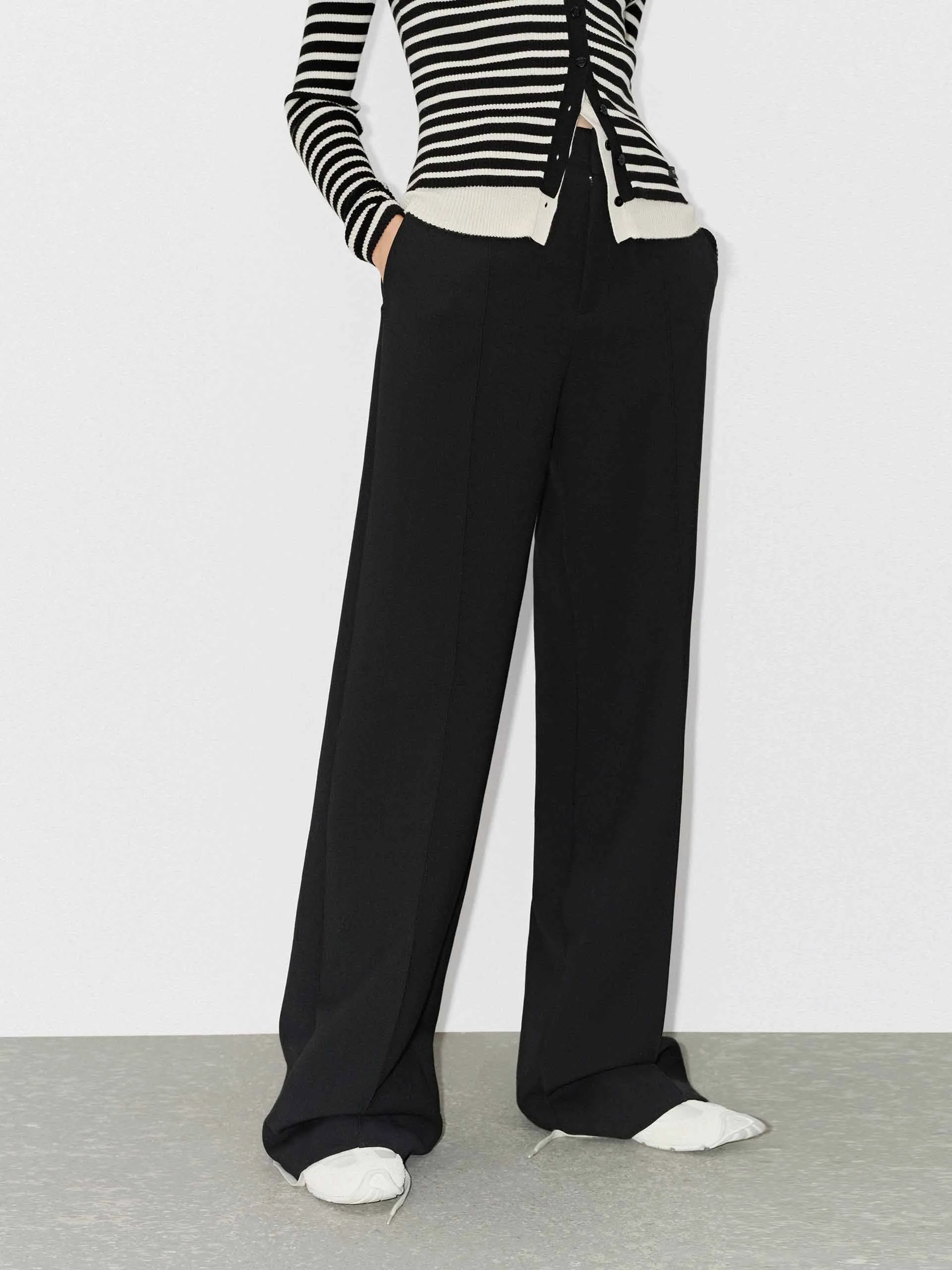 Wool Blend Tailored Twill Pants