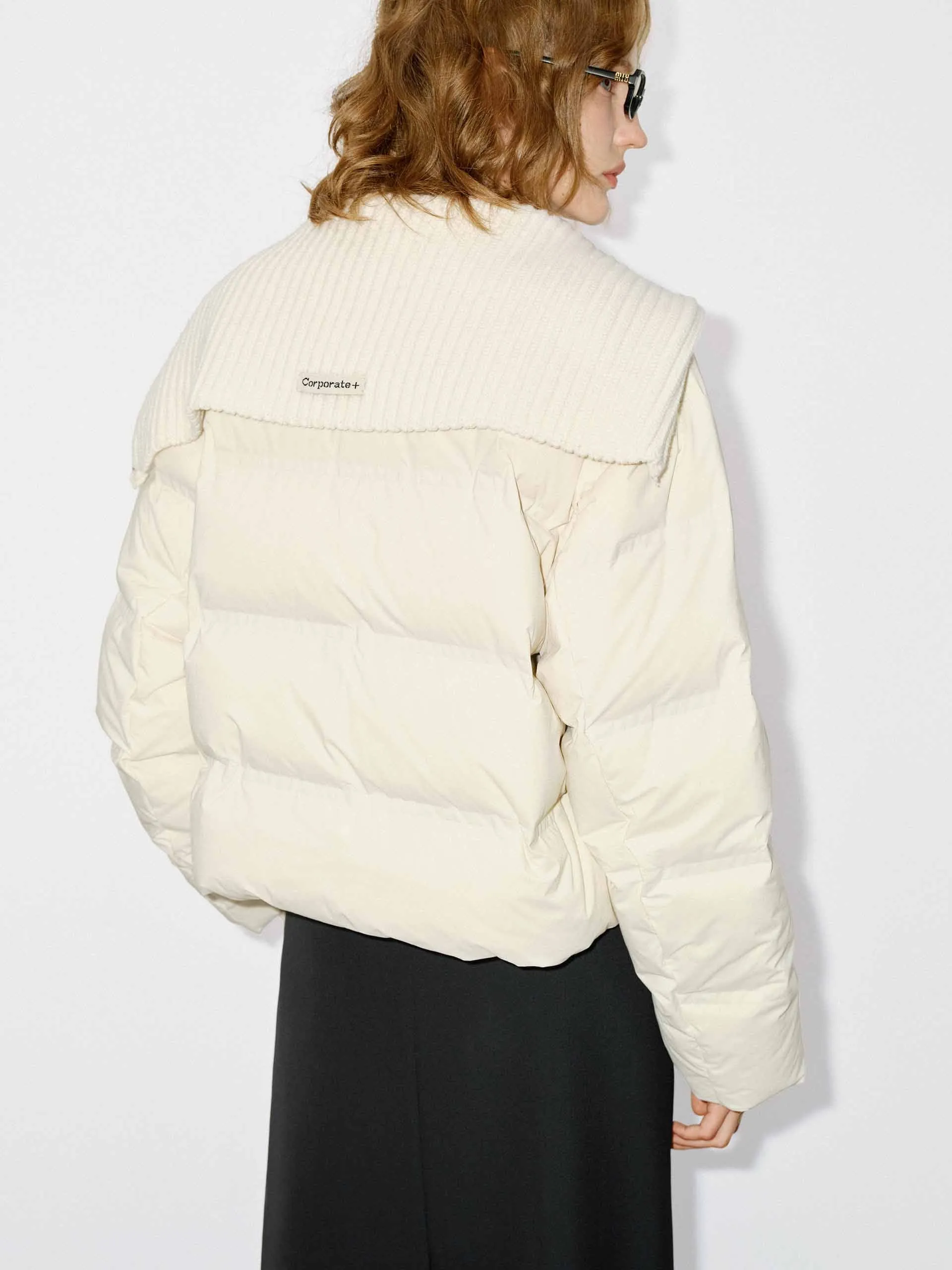 Wool Collar Cropped Down Jacket