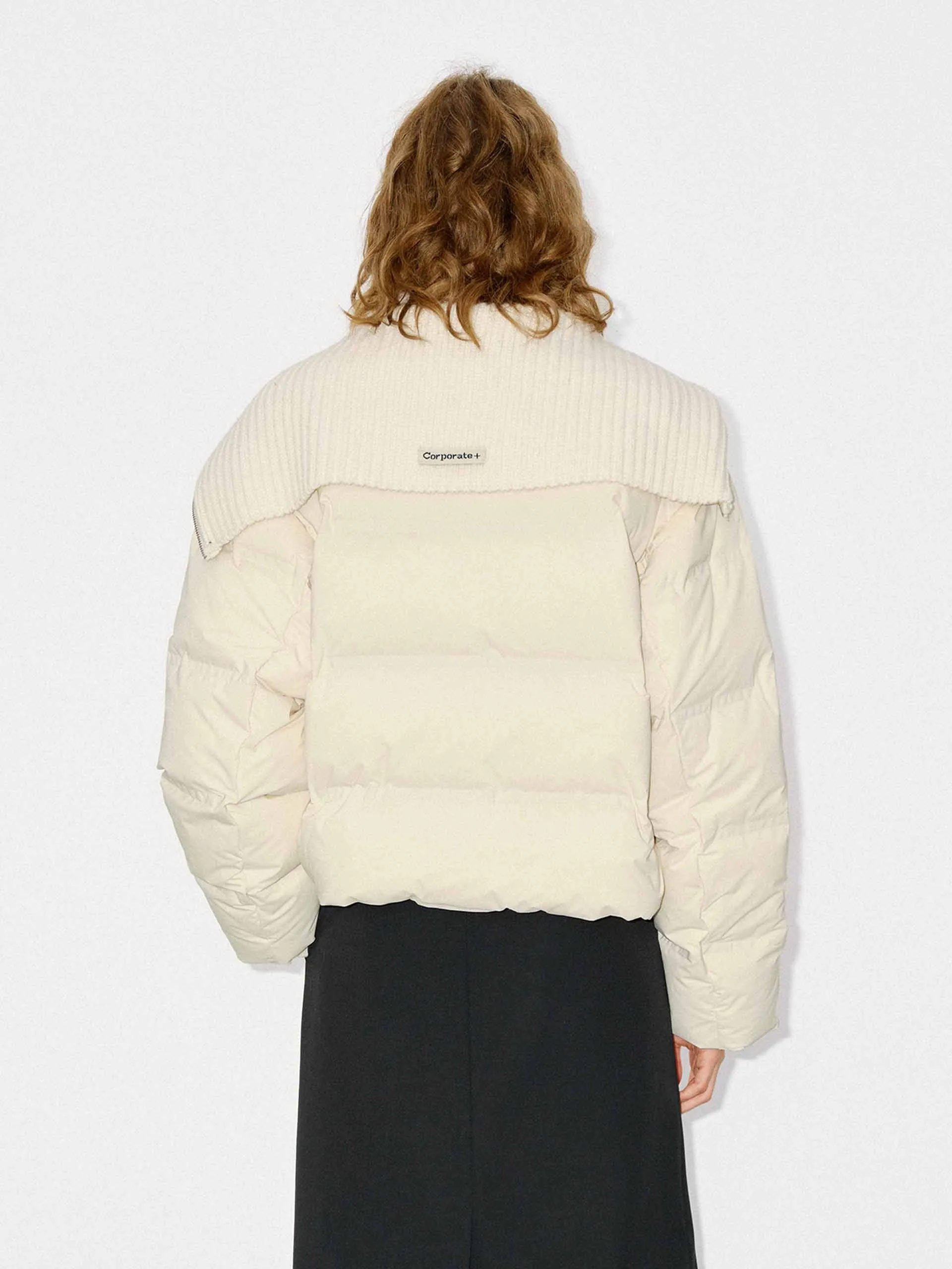 Wool Collar Cropped Down Jacket