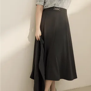 Work Chiffon A-Line Chain Waist Long Maxi Skirt