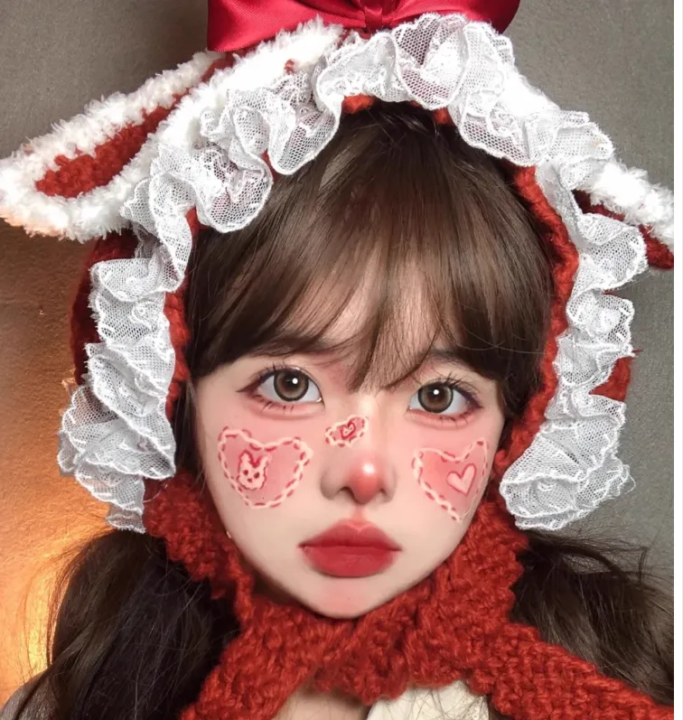 Xiaogui~Kawaii Lolita Bunny Ears Christmas Knit Hat